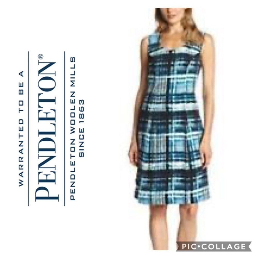 Pendleton Blue Block Print Sheath Dress 4P Women’s
